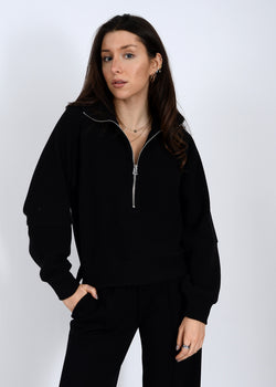 Miu Ottoman Half Zip Top, Black | RD Style