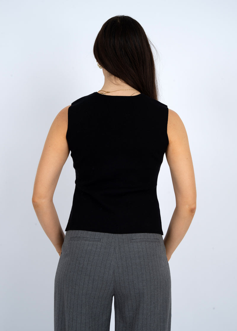 Blodwyn V-Neck Sweater Vest, Black | RD Style