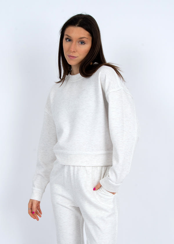 Lucie Short Pullover, Ivory Melange | RD Style