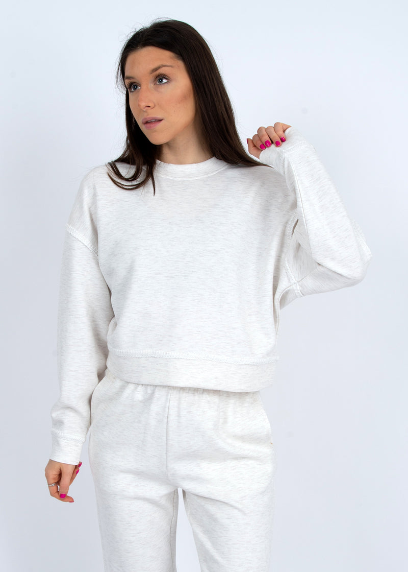 Lucie Short Pullover, Ivory Melange | RD Style