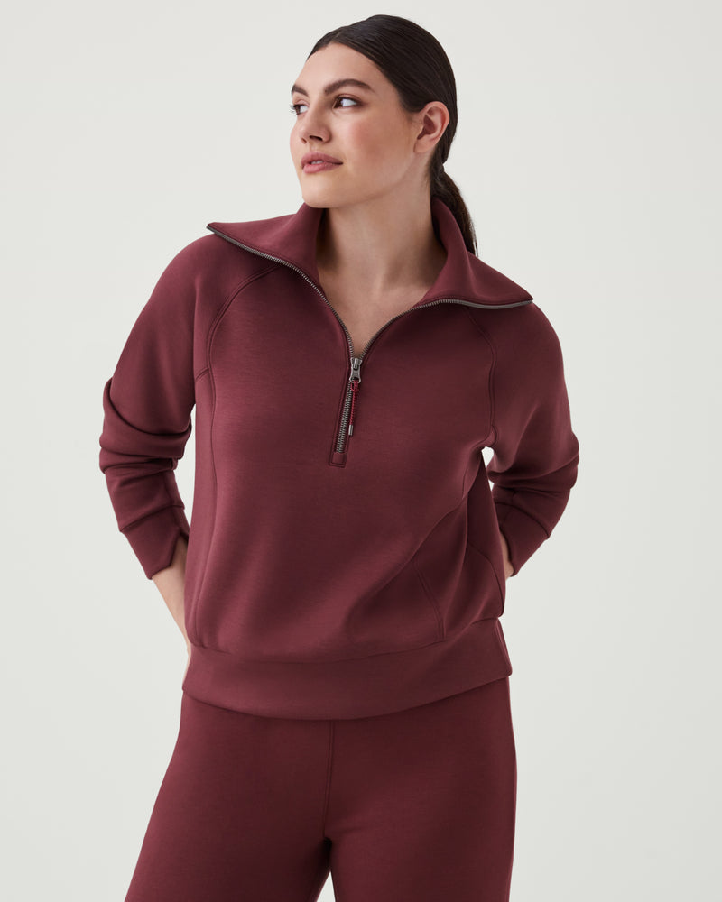 Airessentials Half Zip Sweatshirt, Plum Berry | SPANX