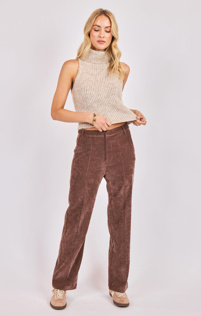 Saylor Turtleneck Sleeveless Sweater, Oatmeal | Sadie & Sage