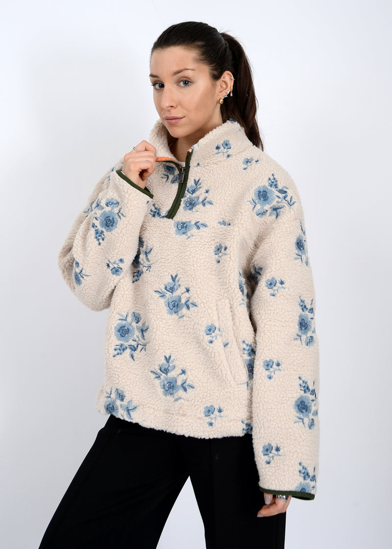 Poppy Anorak Jacket, Cream Blue | RD Style