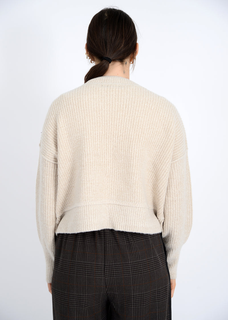 Sumire Crewneck Pullover Sweater, Natural Mix | RD Style