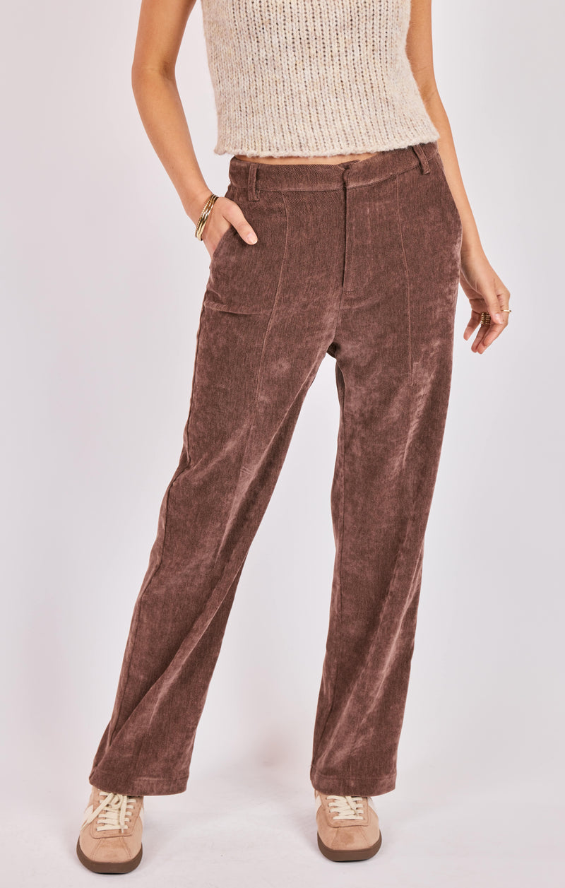 Penthouse Pintuck Pants, Brown | Sadie & Sage