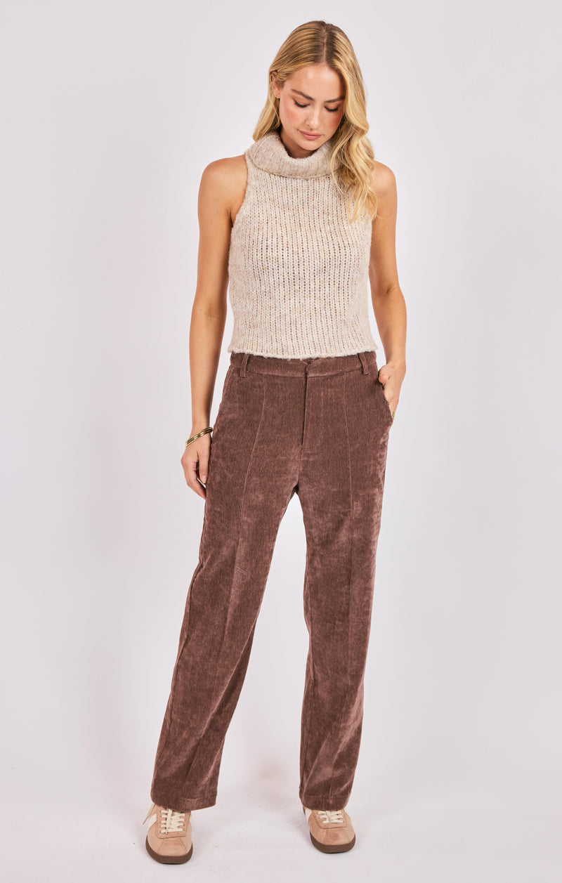 Penthouse Pintuck Pants, Brown | Sadie & Sage