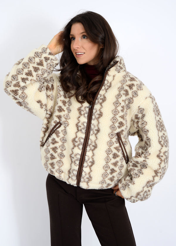 Whistler Sherpa Zip Front Jacket, Brown | RD Style