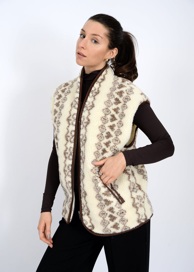 Banff Sherpa Zip Front Vest, Brown | RD Style