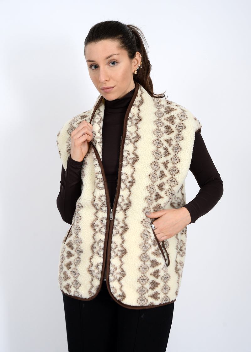 Banff Sherpa Zip Front Vest, Brown | RD Style