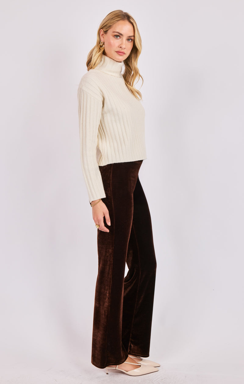 Cosette Turtleneck Rib Sweater, Ivory | Sadie & Sage