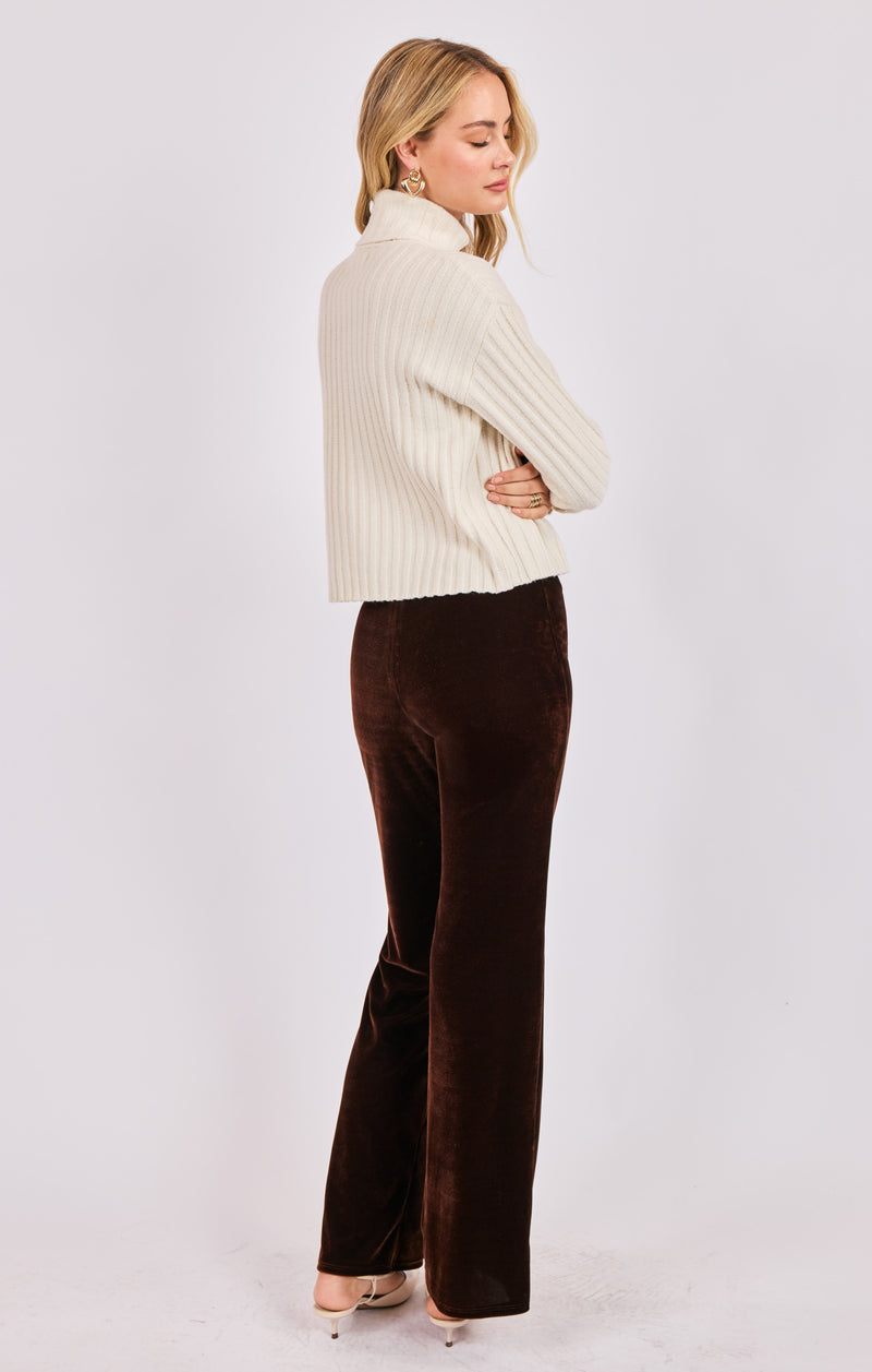 Cosette Turtleneck Rib Sweater, Ivory | Sadie & Sage