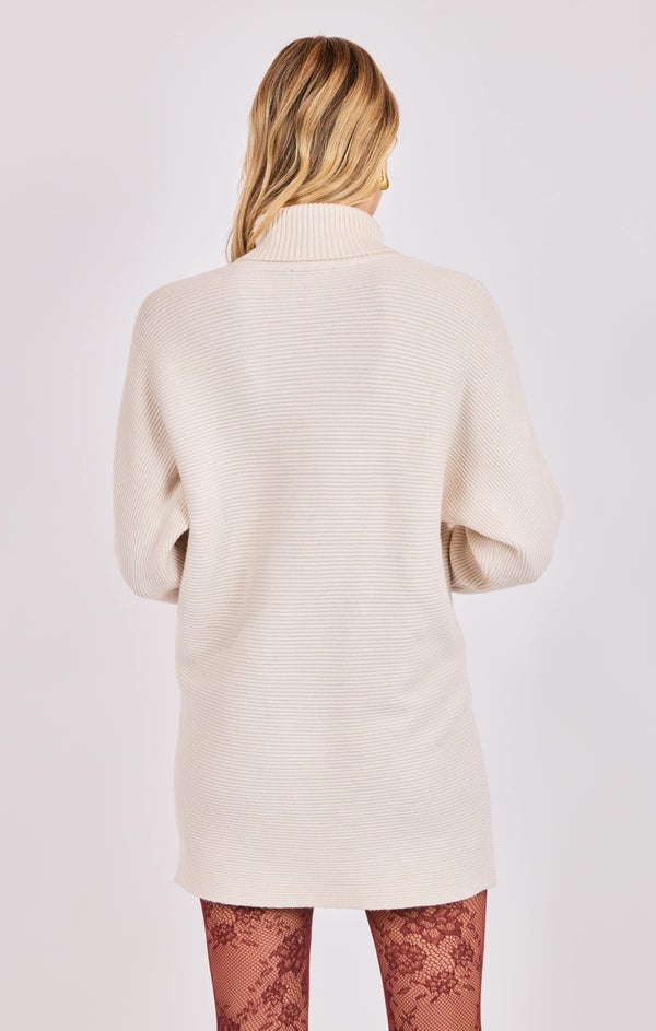Anya Turtleneck Tunic Sweater, Cream | Sadie & Sage