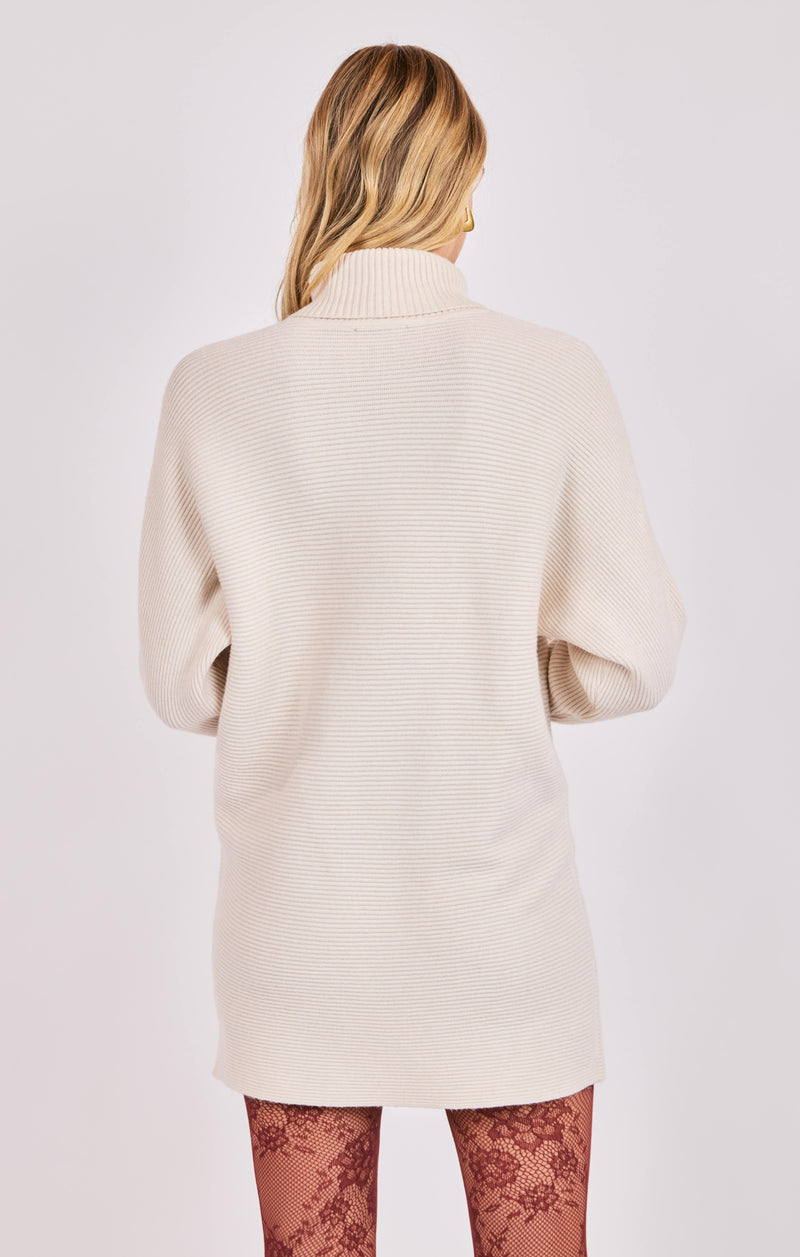 Anya Turtleneck Tunic Sweater, Cream | Sadie & Sage