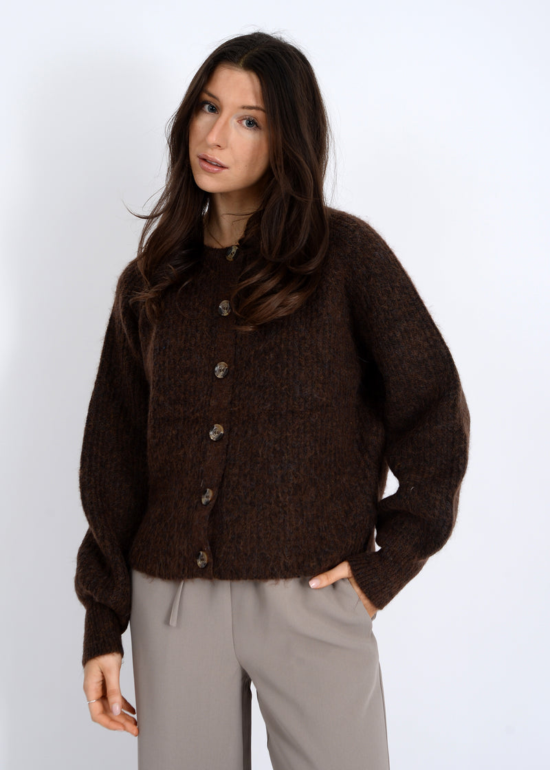Usha Raglan Sleeve Cardigan, Brown Melange | RD Style