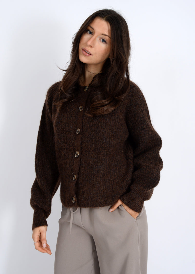 Usha Raglan Sleeve Cardigan, Brown Melange | RD Style