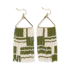 Whitney Beaded Fringe Earring, Avocado | Ink + Alloy