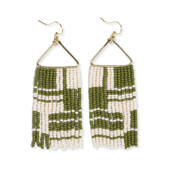 Whitney Beaded Fringe Earring, Avocado | Ink + Alloy