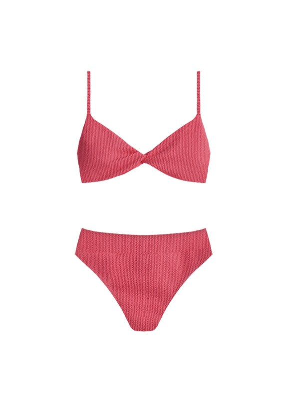 Out of Water Twisted Bikini Top, Berry