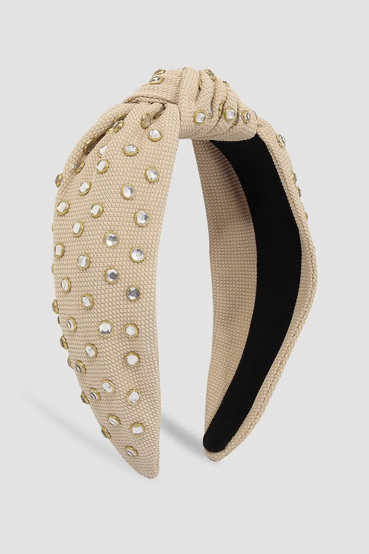 Clarice Rhinestone Headband, Khaki