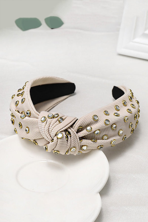 Clarice Rhinestone Headband, Beige