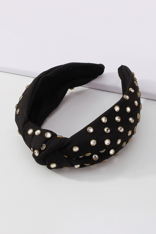 Clarice Rhinestone Headband, Black