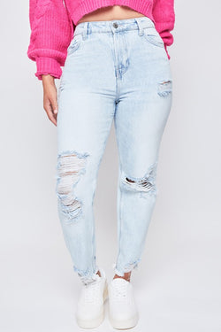 Archer High Rise Mom Jeans, Light Wash