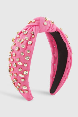Poppy Rhinestone Knot Headband, Hot Pink