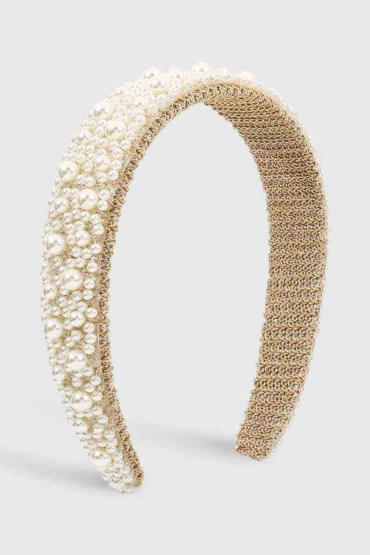 Juliet Pearl Headband, Pearl/Gold