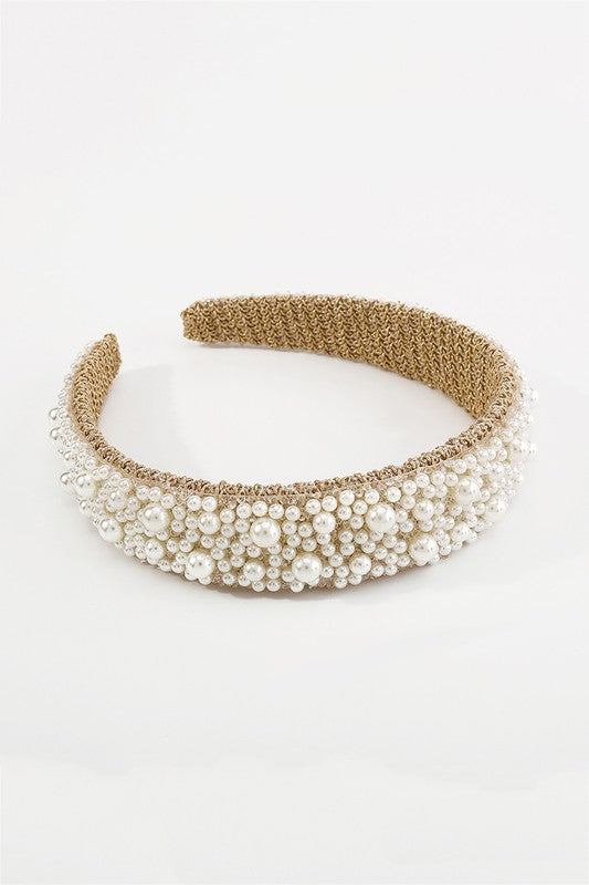 Juliet Pearl Headband, Pearl/Gold
