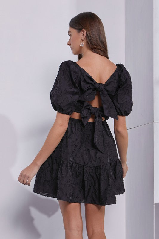 Easton Tiered Mini Dress, Black