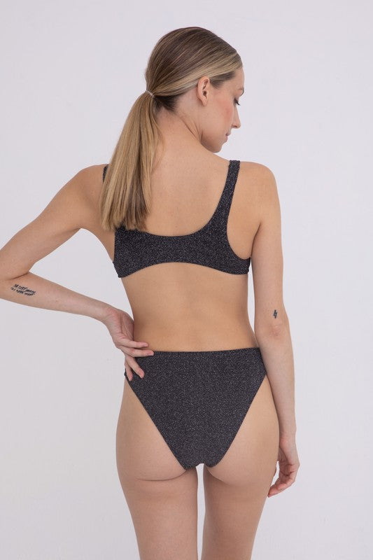 Galaxy Ribbed Monokini, Silver/Black