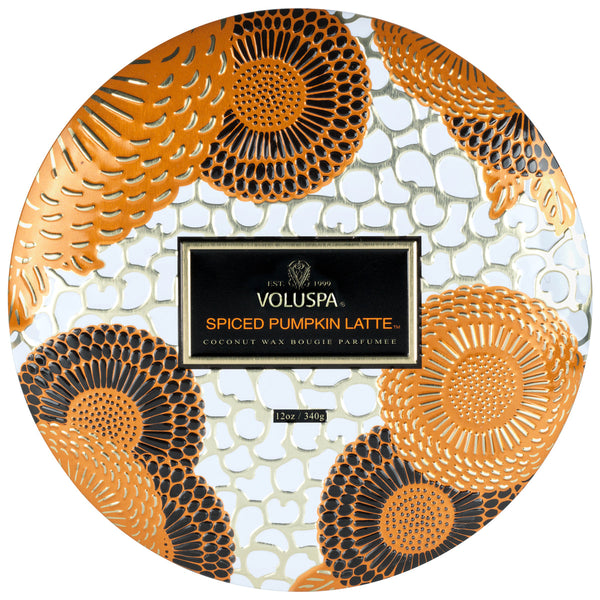 3 Wick Tin Candle, Spiced Pumpkin Latte | Voluspa