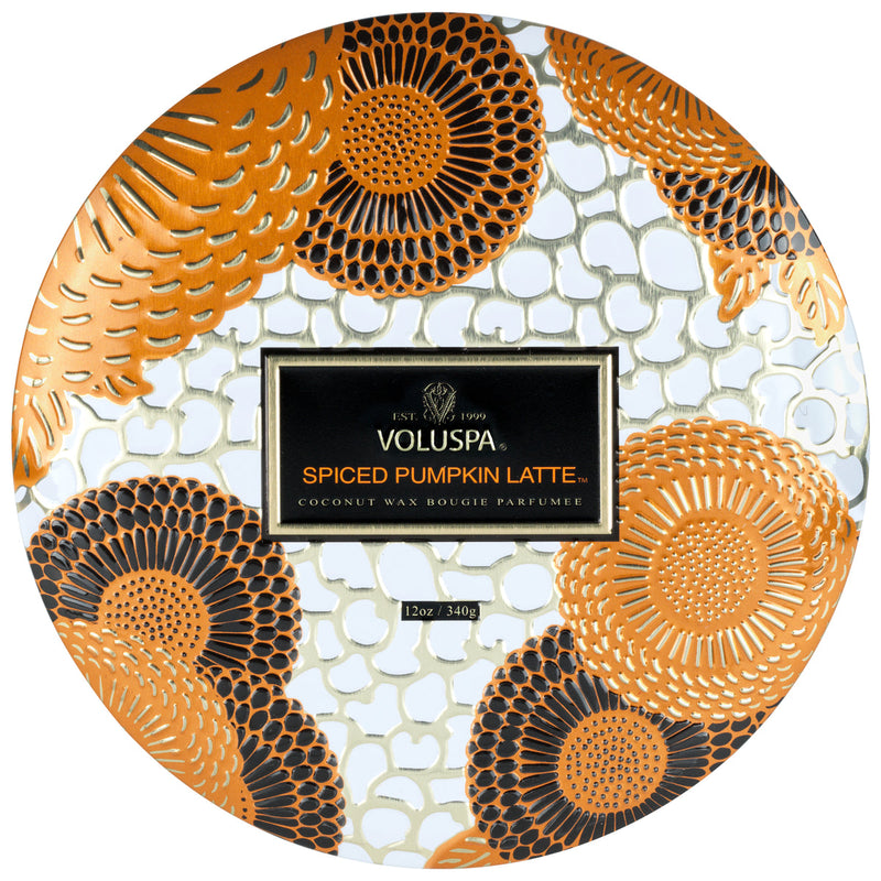 3 Wick Tin Candle, Spiced Pumpkin Latte | Voluspa