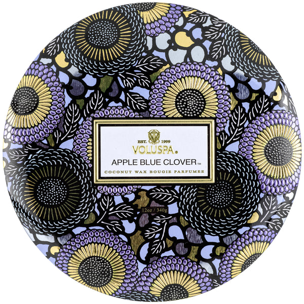 3 Wick Tin Candle, Apple Blue Clover | Voluspa