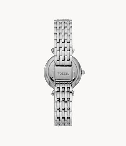 Carlie Mini Three-Hand Watch, Silver/White | Fossil