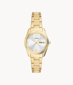 Scarlette Three-Hand Day-Date Gold-Tone Watch, Gold | Fossil