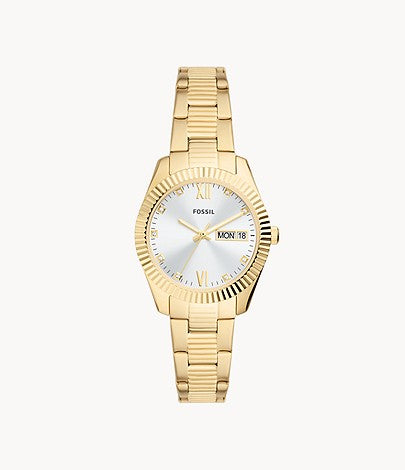 Scarlette Three-Hand Day-Date Gold-Tone Watch, Gold | Fossil
