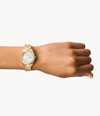Scarlette Three-Hand Day-Date Gold-Tone Watch, Gold | Fossil