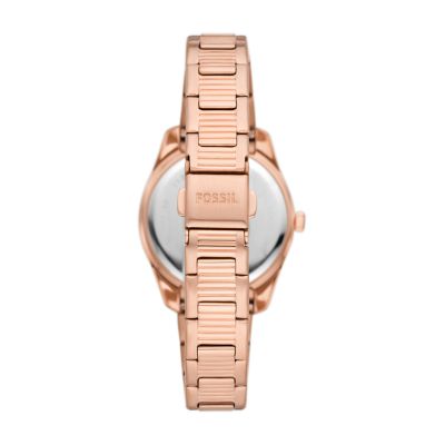 Scarlette Silver Face with Rose Gold Band Watch, Rose Gold | FOSSIL