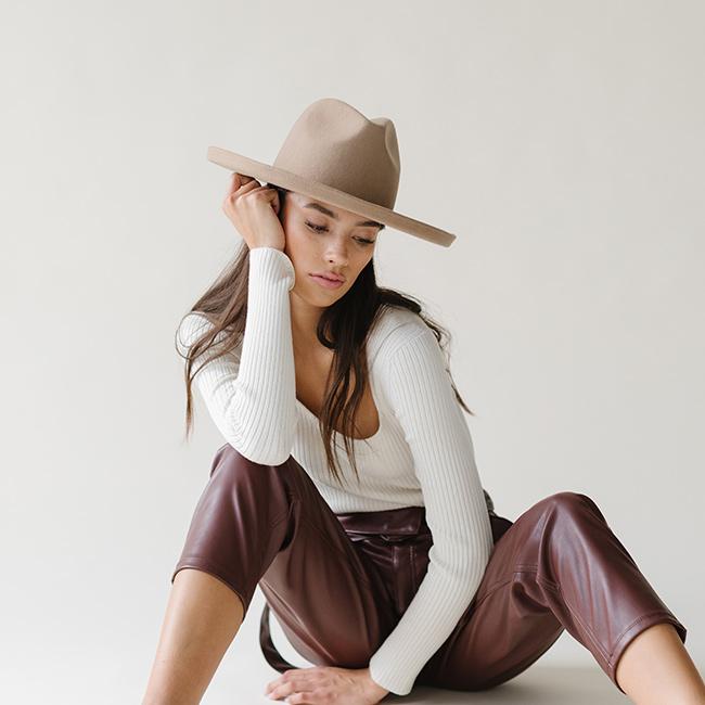 Maude Pencil Brim Hat, Tan | Gigi Pip