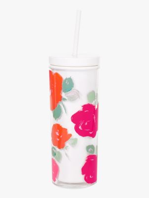 Brushy Rose Acrylic Tumbler w/Straw | Kate Spade New York