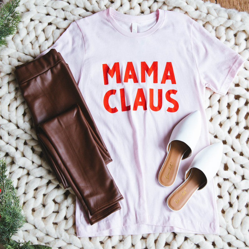 Mama Claus Graphic Tee, Light Pink