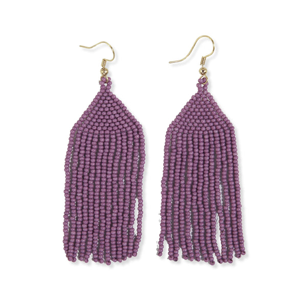 Michele Solid Beaded Fringe Earrings, Lilac | Ink + Alloy