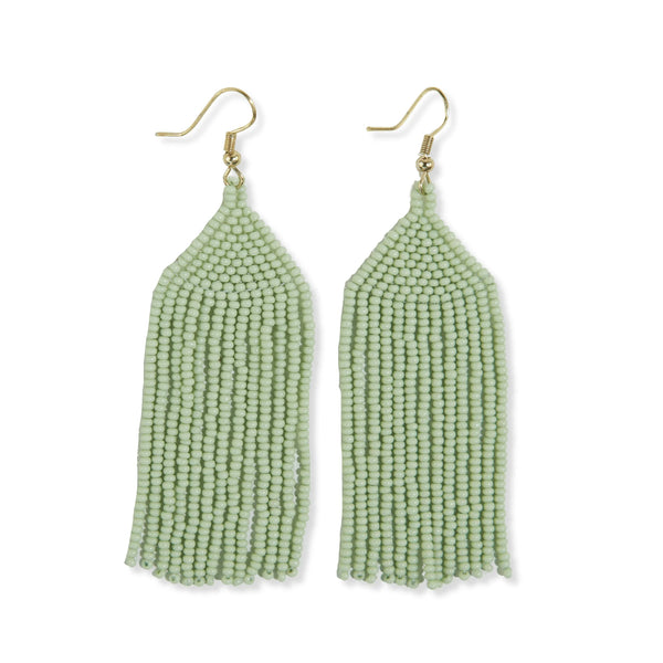 Michele Solid Beaded Fringe Earrings, Mint | Ink + Alloy