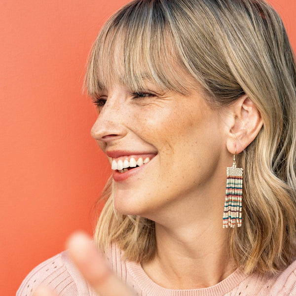 Adaline Horizontal Striped Beaded Earrings, Light Desert | Ink + Alloy
