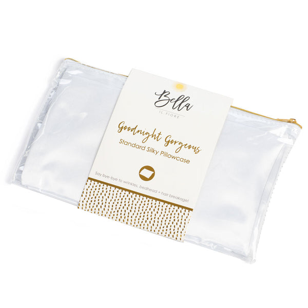 Goodnight Gorgeous Standard Silky Pillowcase, White