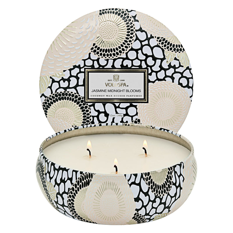 3 Wick Tin Candle, Jasmine Midnight Bloom | Voluspa