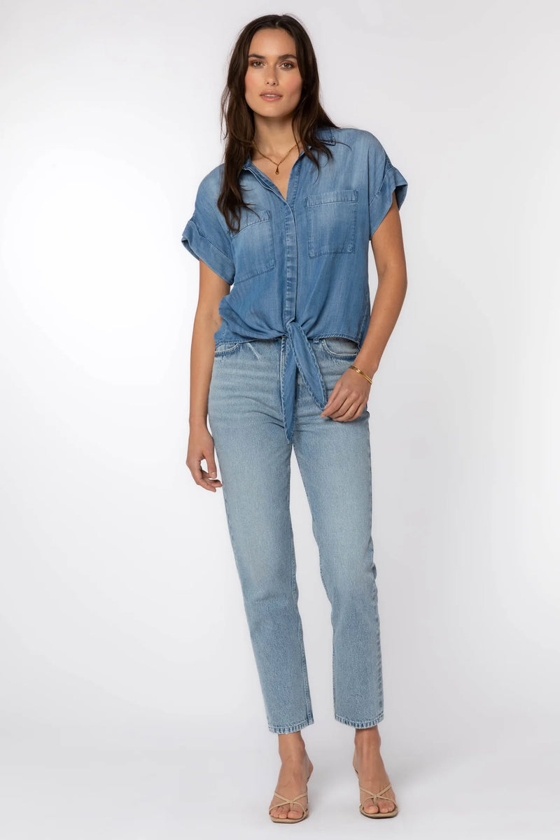 Zuria Tie Front Button Up, Harbor Lake | Velvet Heart