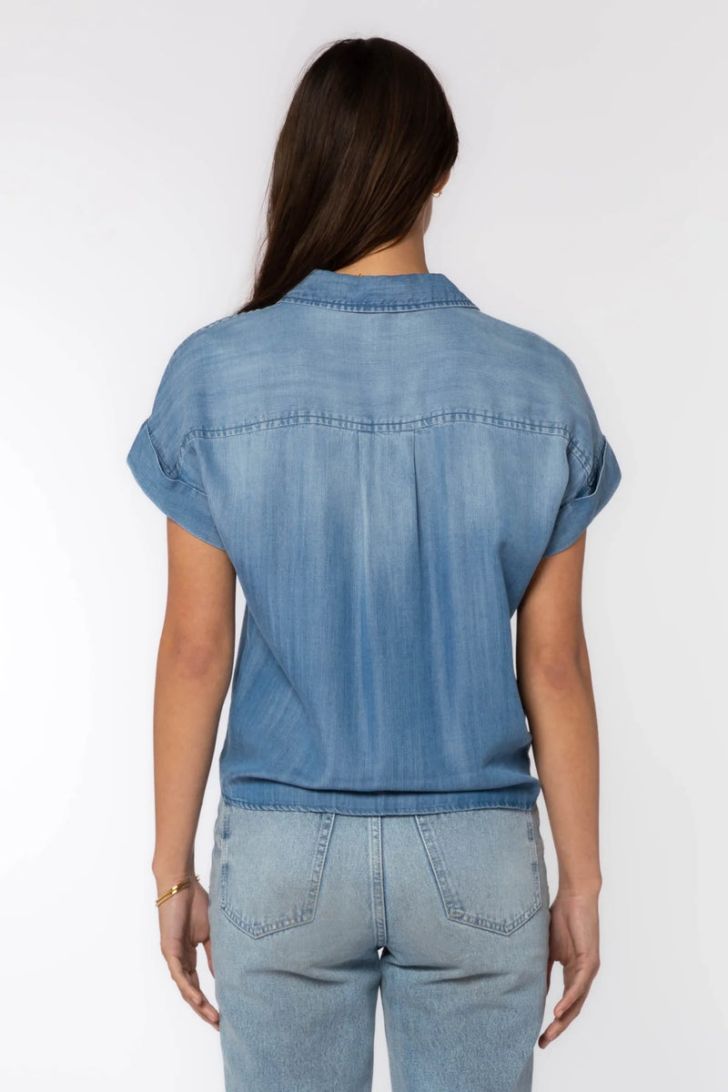 Zuria Tie Front Button Up, Harbor Lake | Velvet Heart