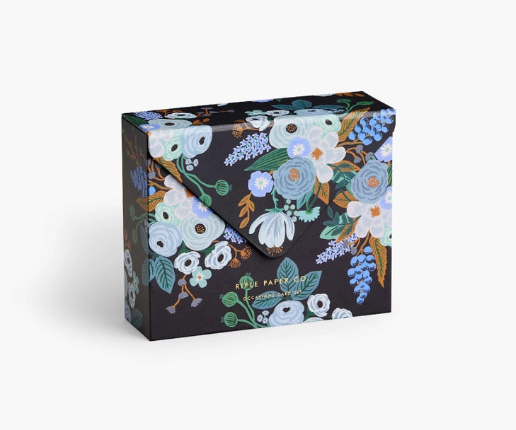 Mixed Florals Essentials Card Box, Black Floral | Rifle Paper Co